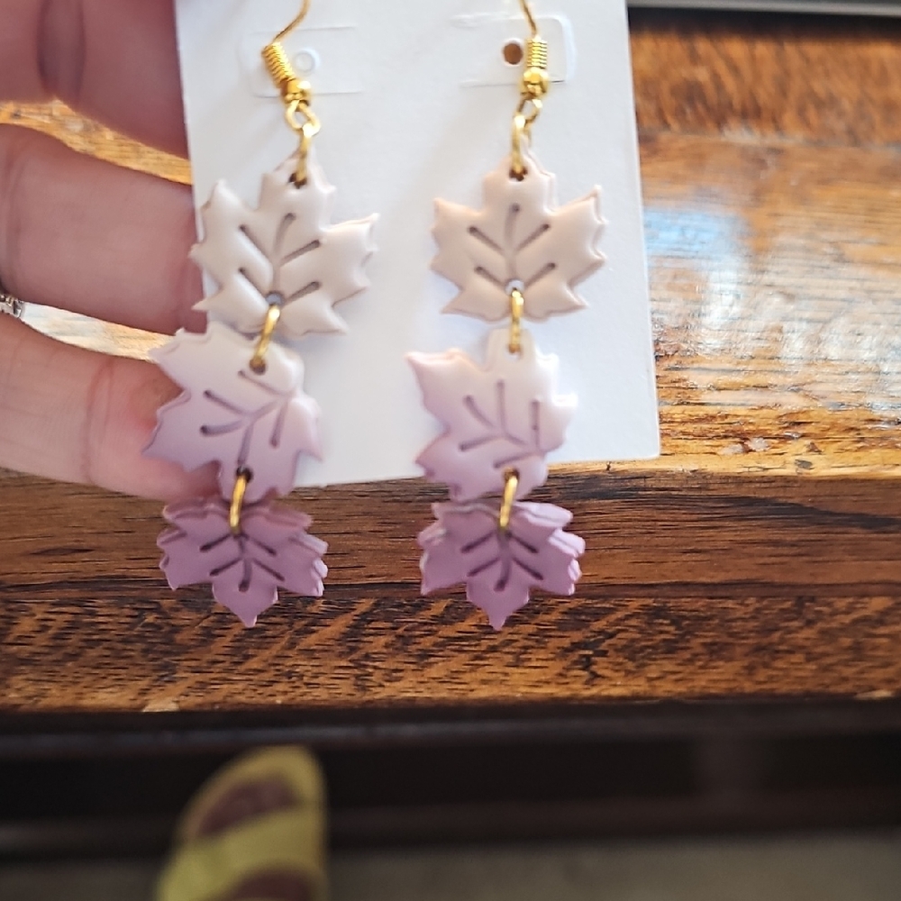 Elegant Purple Leaf Earrings